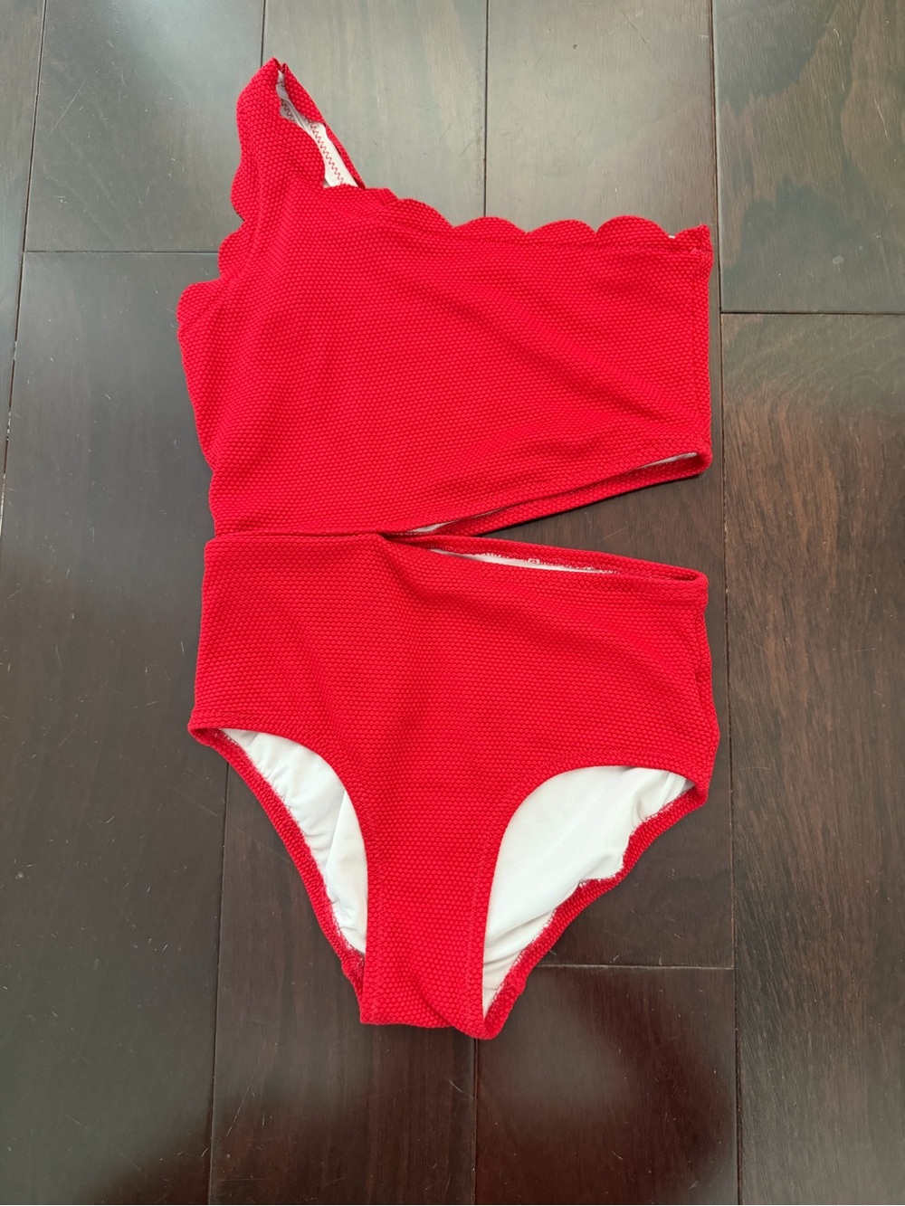 Old Navy girls One-Shoulder Red scallop edge Swim, size S (6-7)